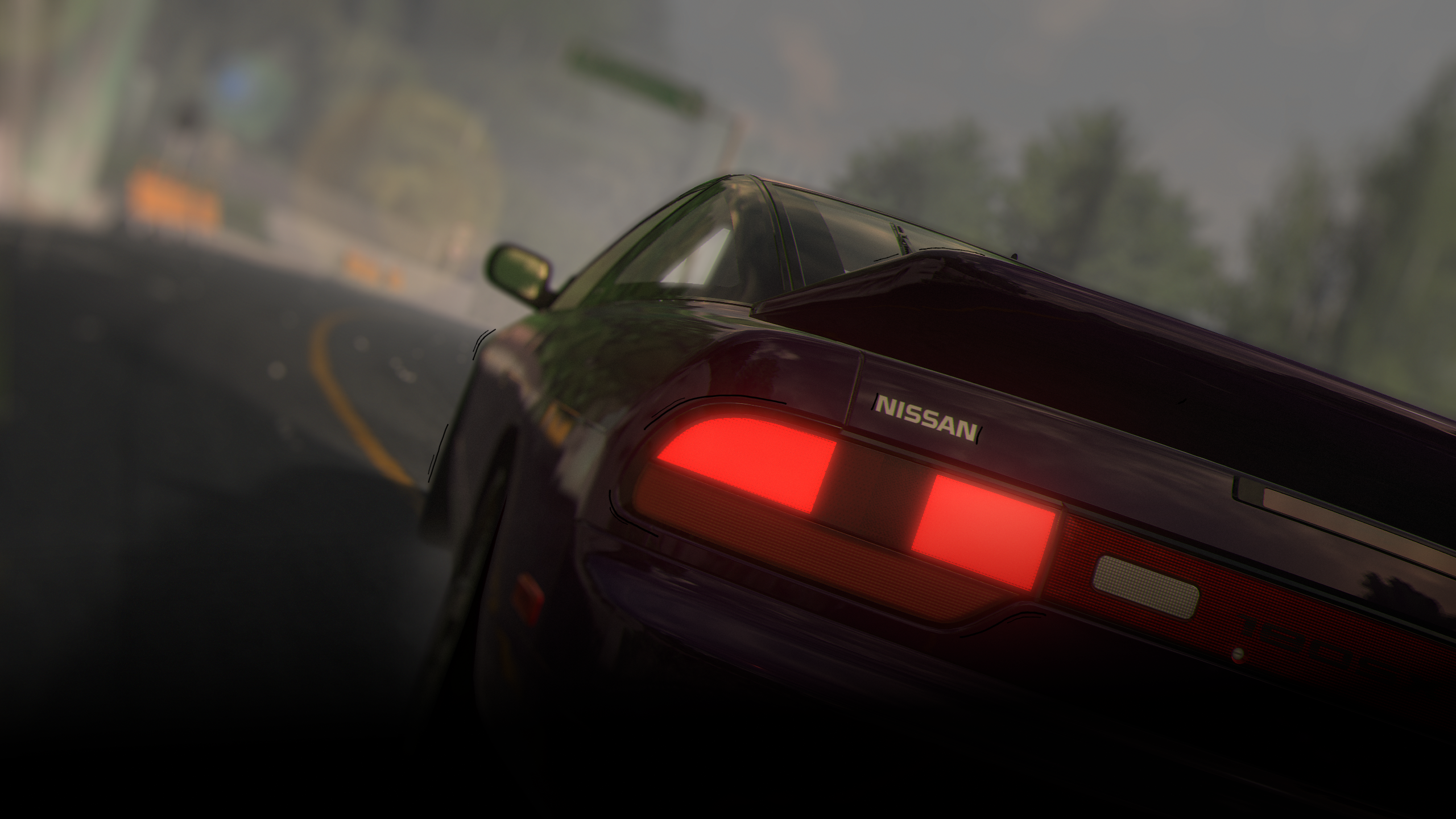 RPS13 tail lights glowing on a foggy pass